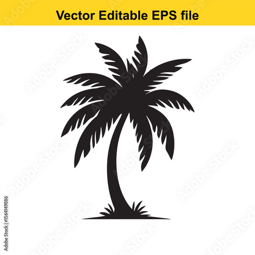 Monochrome Silhouette of a Tropical Palm Tree A Vector Graphic for logo and T-Shirt Designs	