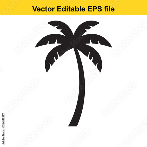 Monochrome Silhouette of a Tropical Palm Tree A Vector Graphic for logo and T-Shirt Designs	