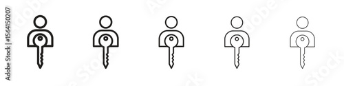 Authentication icon design in thin editable stroke style for graphic work