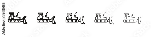 Bulldozer icon design in thin editable stroke style for graphic work