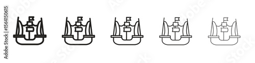Caravel icon design in thin editable stroke style for graphic work