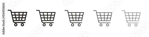 Cart icon design in thin editable stroke style for graphic work