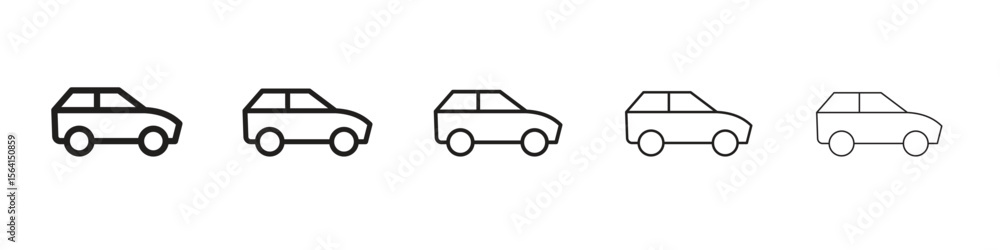 Compact car icon design in thin editable stroke style for graphic work Compact car icon design in thin editable stroke style for graphic work
