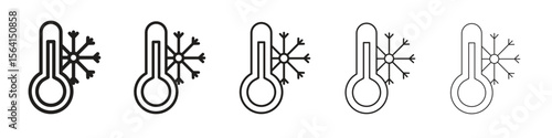 Cold icon design in thin editable stroke style for graphic work