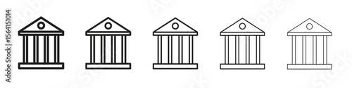 Courthouse icon design in thin editable stroke style for graphic work