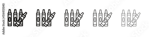 Crayon icon design in thin editable stroke style for graphic work