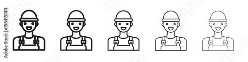 Engineer icon design in thin editable stroke style for graphic work
