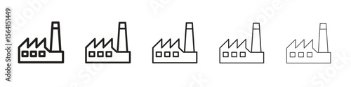 Factory icon design in thin editable stroke style for graphic work