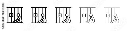 Jail icon design in thin editable stroke style for graphic work