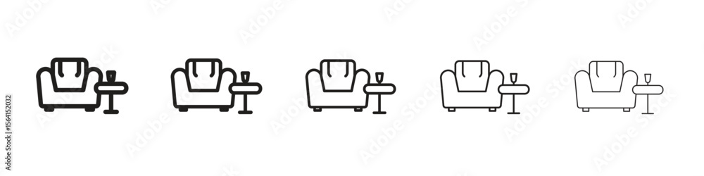 Fototapeta premium Lounge icon design in thin editable stroke style for graphic work