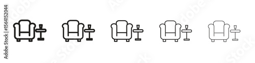 Lounge icon design in thin editable stroke style for graphic work