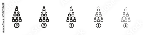 Ponzi scheme icon design in thin editable stroke style for graphic work