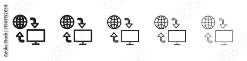 Remote Access icon design in thin editable stroke style for graphic work