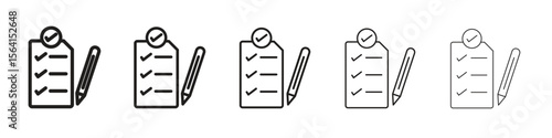 Requirements icon design in thin editable stroke style for graphic work