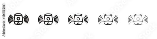 Smart speaker icon design in thin editable stroke style for graphic work