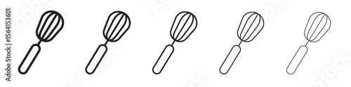 Whisk icon design in thin editable stroke style for graphic work