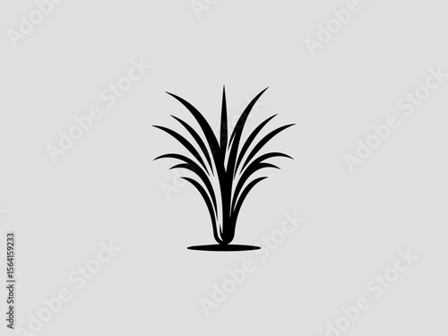 Geometric abstract lemongrass vector logo for vegan or plant-based food products
