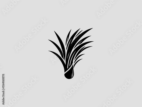 Minimalist lemongrass stalk silhouette vector logo for organic tea companies or Asian restaurants