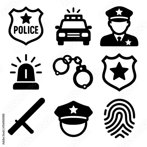 police icons set
