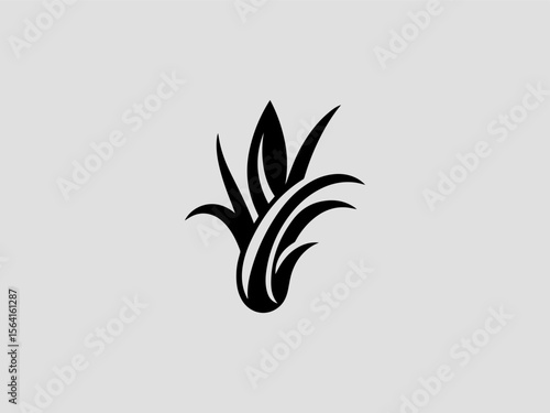 Minimalist lemongrass stalk silhouette vector logo for organic tea companies or Asian restaurants