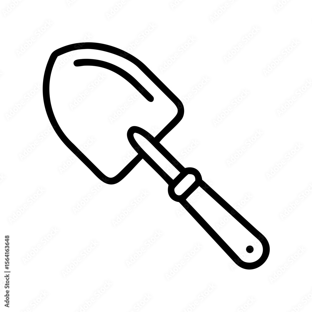 Baker's shovel with wooden handle in minimalist outline design, icon, vector Baker's shovel with wooden handle in minimalist outline design, icon, vector