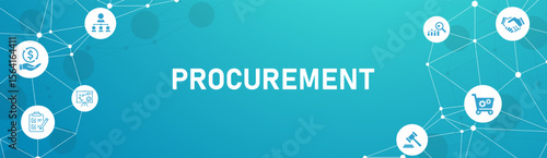 Procurement management banner web icon vector illustration concept with icon of operational management, strategy, structure, people, governance, process, technology and performance.