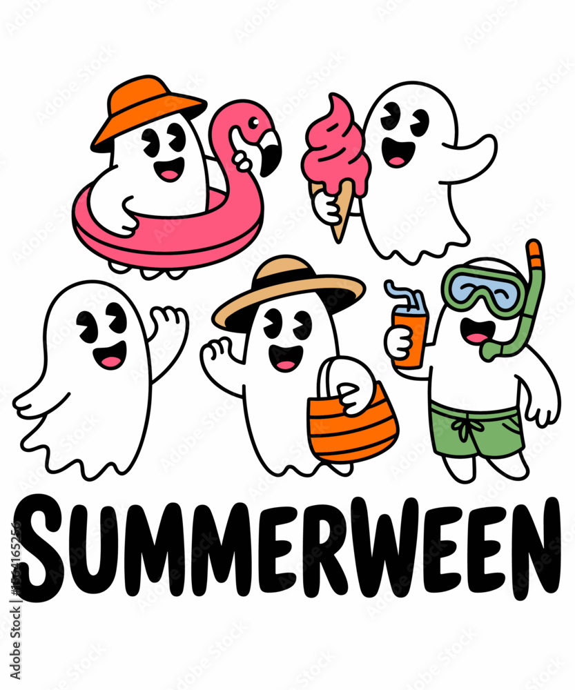 Retro Summerween Ghost Funny Spooky Vibe Retro Summerween Ghost Funny Spooky Vibe