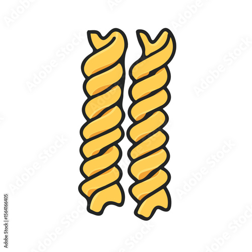My A Simple flat 2D illustration fusilli pastas set isolated on transparent background, vector, flat design, animation design, simple flat 2D icon, clipart, flat 2D vector, design by me. vector icon
