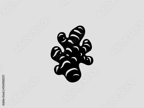 Minimalist ginger root silhouette vector logo for organic