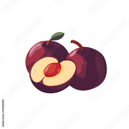 My A Simple flat 2D illustration sliced nectarine isolated on transparent background, vector, flat design, animation design, simple flat 2D icon, clipart, flat 2D, design by me. My vector