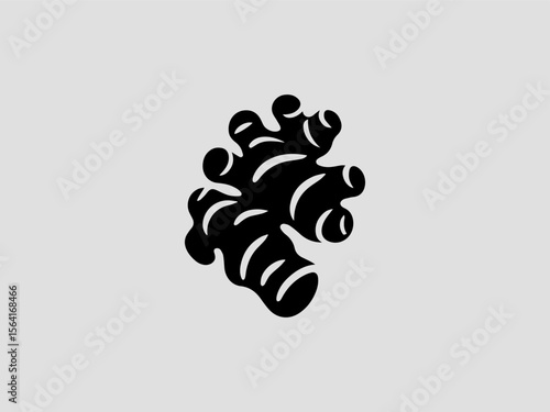 Minimalist ginger root silhouette vector logo for organic