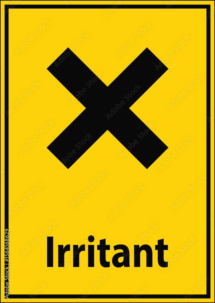 Obraz premium Warning Sign for Irritants with Bold Black Symbol on Yellow Background