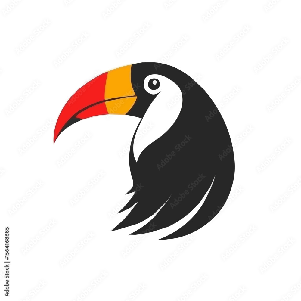 Naklejka premium My A Simple flat 2D illustration toucan isolated on transparent background, vector, flat design, animation design, simple flat 2D icon, clipart, flat 2D, design by me. My vector