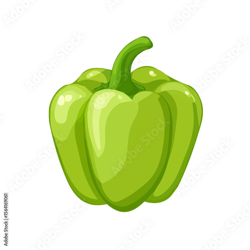 My A Simple flat 2D whole green bell pepper isolated on transparent background, vector, flat design, animation design, simple flat 2D icon, clipart, flat 2D, design by me. My vector