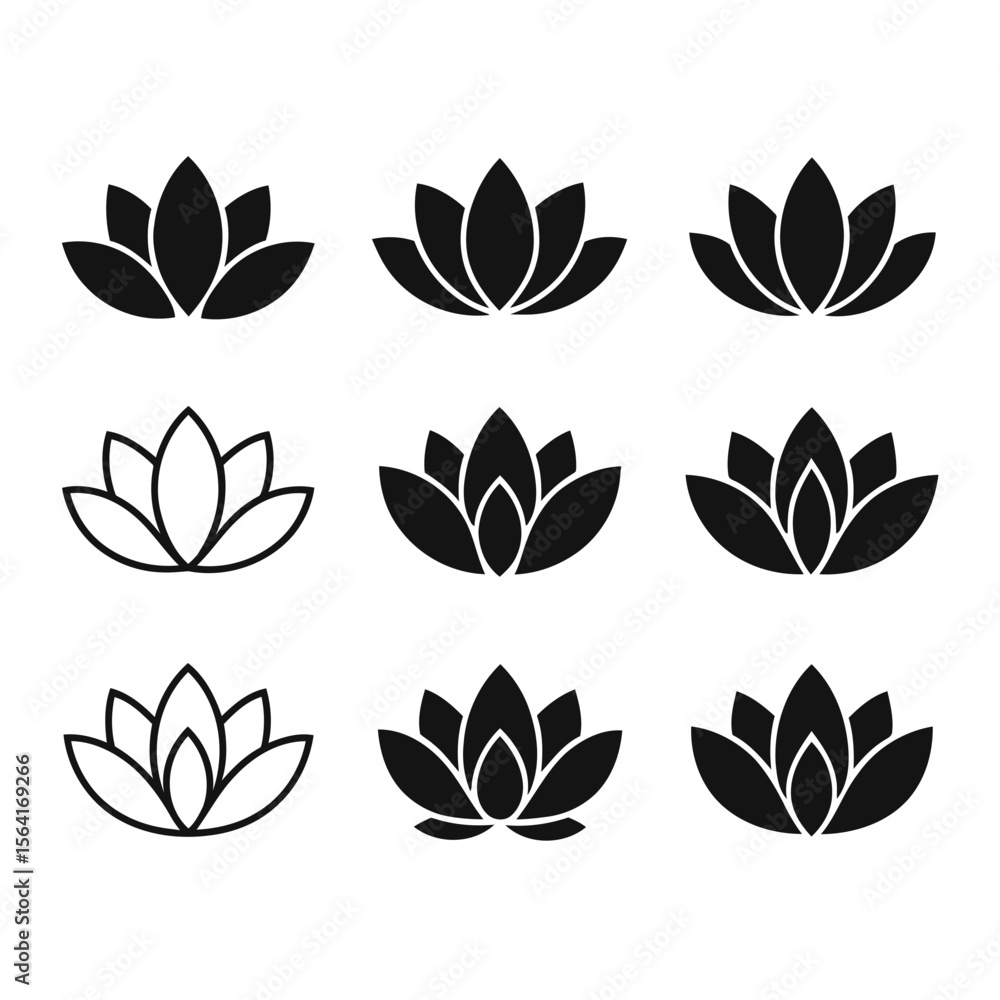 Obraz premium lotus flower icon set