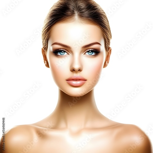 Stunning Woman Portrait Perfect Skin Beauty Makeup Model