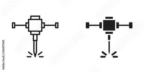 Hydraulic breaker icon Design Illustrations. editable web icons