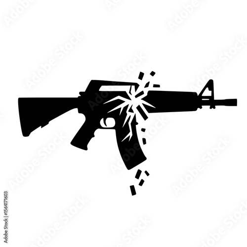 Minimalist Black SVG Silhouette of a Broken Rifle Symbol for Anti-War and Global Peace Design Themes