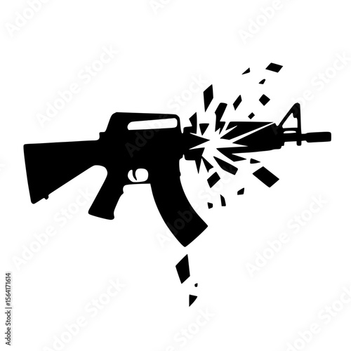 Minimalist Black SVG Silhouette of a Broken Rifle Symbol for Anti-War and Global Peace Design Themes
