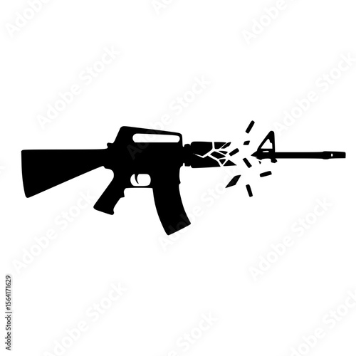 Minimalist Black SVG Silhouette of a Broken Rifle Symbol for Anti-War and Global Peace Design Themes