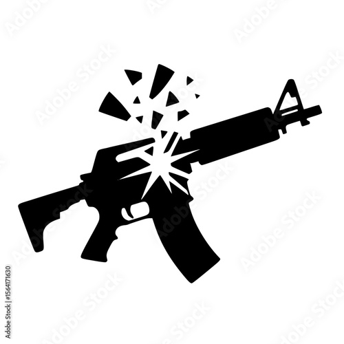 Minimalist Black SVG Silhouette of a Broken Rifle Symbol for Anti-War and Global Peace Design Themes