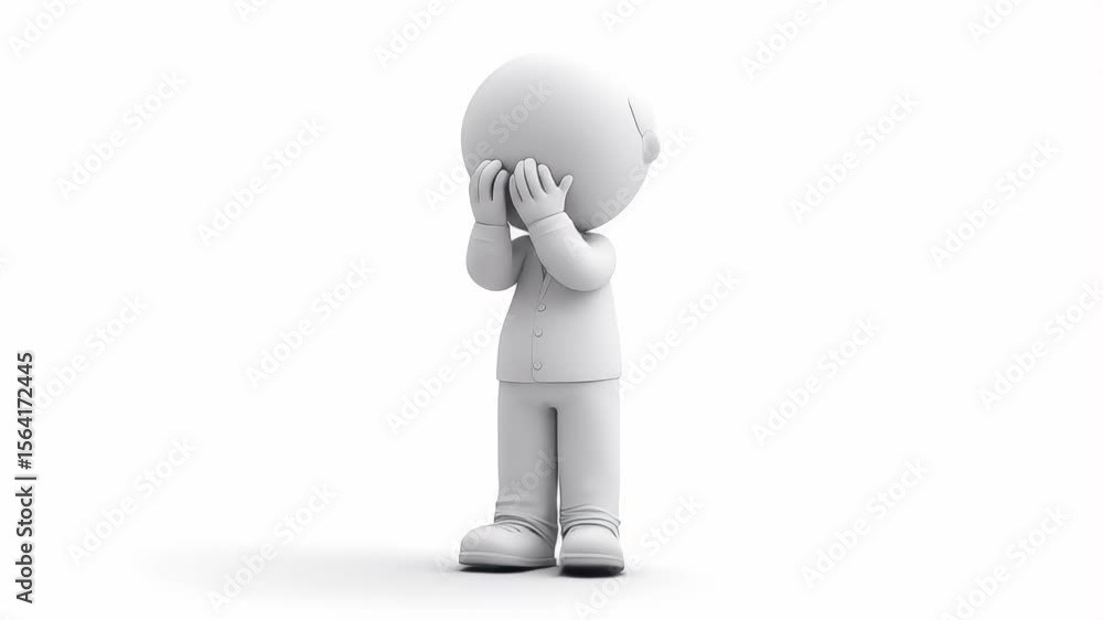 3D Character Expressing Shame or Regret 3D Character Expressing Shame or Regret