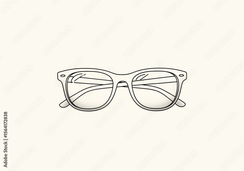 Fototapeta premium Stylish Eyeglasses Illustration. Elegant monochrome eyewear art symbolizing vision, intellect, and refined taste. This design is perfect for clarity themes.