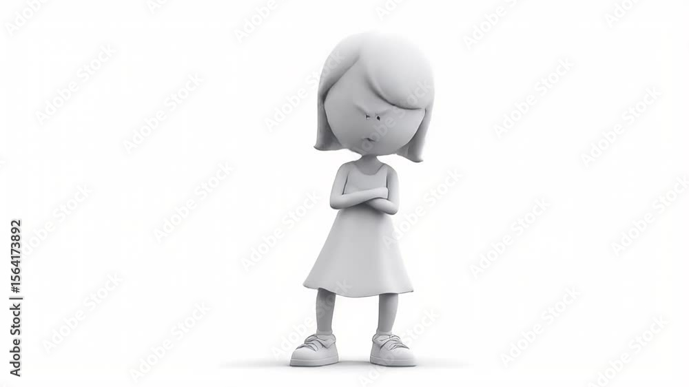 Angry 3D Girl: Sulking Cartoon Character Animation Angry 3D Girl: Sulking Cartoon Character Animation