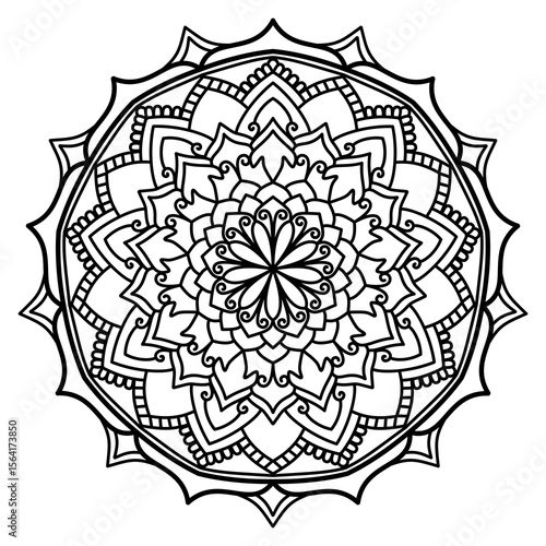 Circular pattern in the form of mandala, decorative ornament in ethnic oriental style, a creative simple mandala design vector style silhouette with white background use for coloring book page, fabric