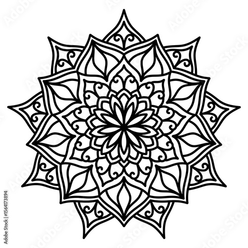 Circular pattern in the form of mandala, decorative ornament in ethnic oriental style, a creative simple mandala design vector style silhouette with white background use for coloring book page, fabric