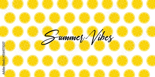 Wallpaper Mural Summer Vibes: This image evokes the refreshing feeling of summer. The yellow citrus slices with the phrase "Summer Vibes" give a sense of freshness and zest. Torontodigital.ca