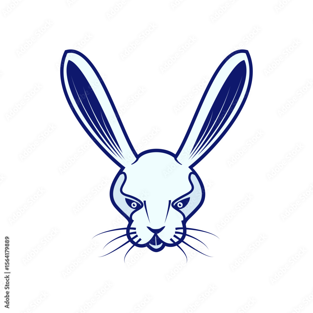 Fototapeta premium Intense, Vector Illustration of a White Rabbit Head
