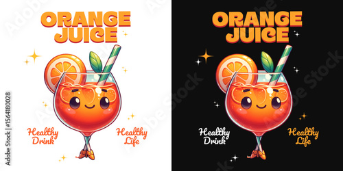 Orange Juice Delight: A cheerful illustration of a refreshing orange juice cocktail, embodying the essence of a healthy lifestyle and the vibrancy of a joyful sip.