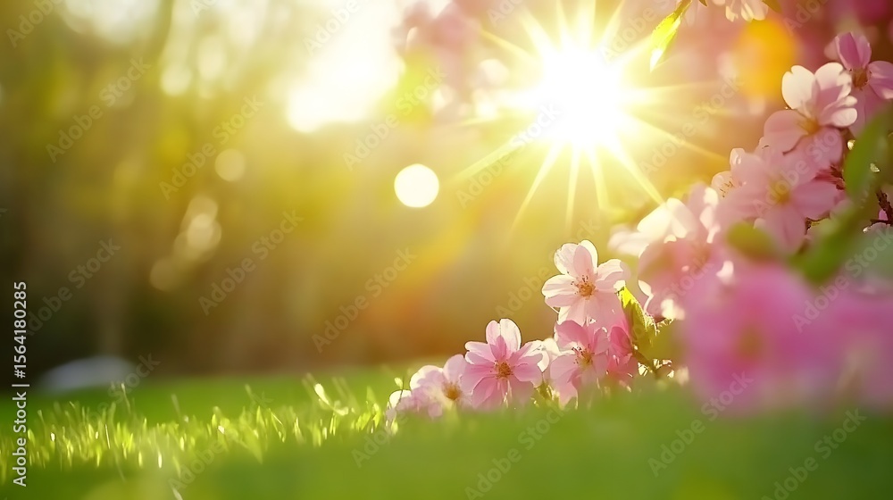 Obraz premium Vibrant Pink Flowers Blooming in Sunny Meadow